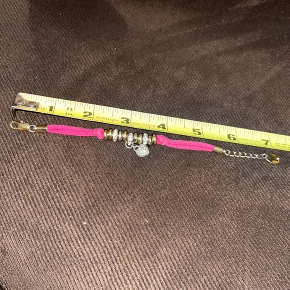 Pink cord and gold juicy couture bracelet with heart charm - Picture 5 of 5